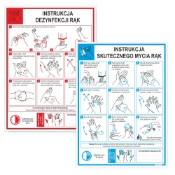 Instrukcje obrazkowe MYCIA I DEZYNFEKCJI RĄK - tabliczki A4