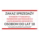 ZAKAZ SPRZEDAŻY TYTONIU I E-PAPIEROSÓW 30x16,5cm