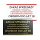ZAKAZ SPRZEDAŻY TYTONIU I E-PAPIEROSÓW 30x16,5cm