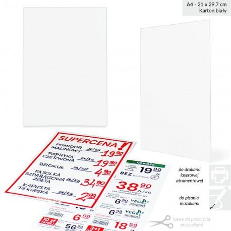 Korfed Arkusze kartonowe A4 - papier biały, czarny, w jaskrawym czerwonym i zielonym - 25 sztuk