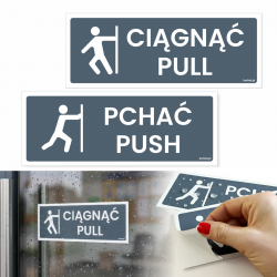 CIĄGNĄĆ - PCHAĆ - naklejki dwujęzyczne na drzwi