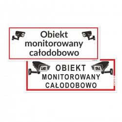 OBIEKT MONITOROWANY CAŁODOBOWO małe tabliczki plastikowe i naklejki foliowe znaki z kamerą