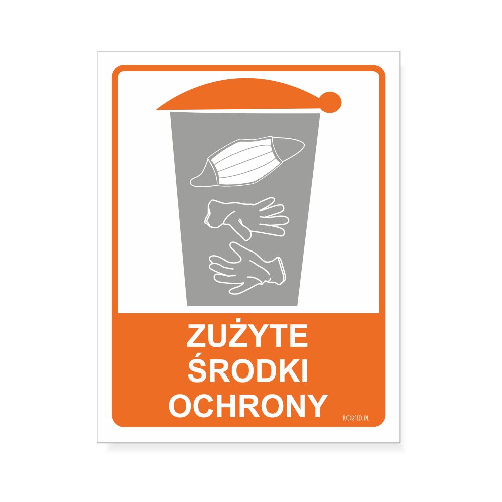 Etykiety samoprzylepne, naklejki na pojemniki i kosze przeznaczone na zużyte środki ochrony indywidualnej - jednorazowe maseczki i rękawiczki