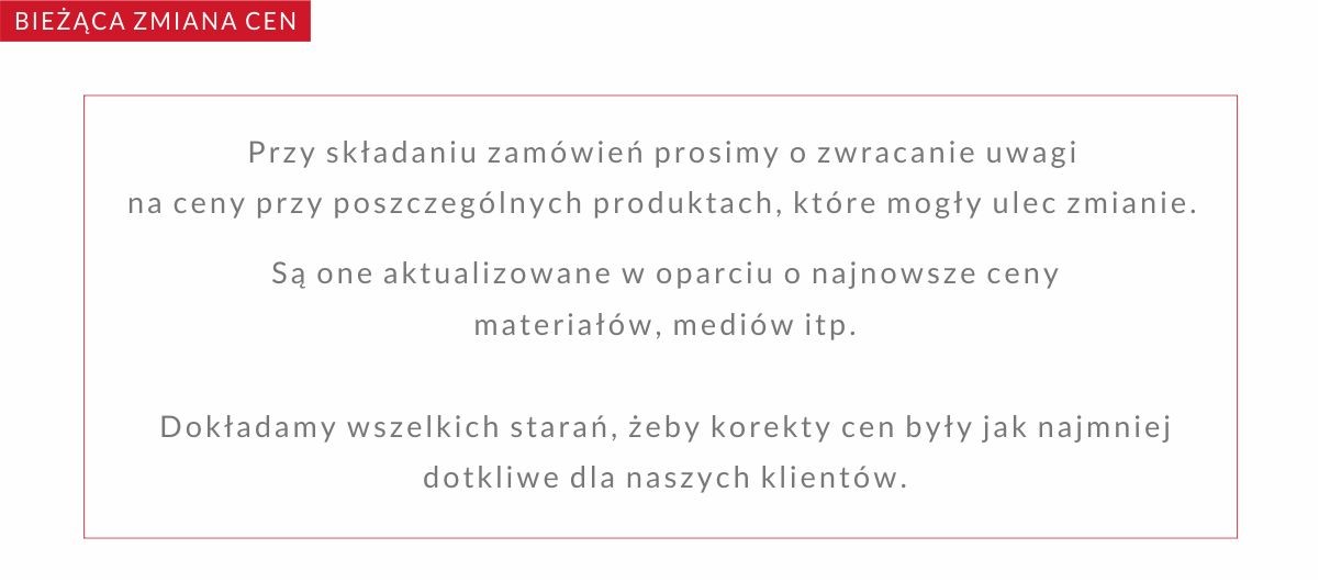 Aktualizacja cen w związku z wzrostem kosztów (cen materiałów, mediów itp.)